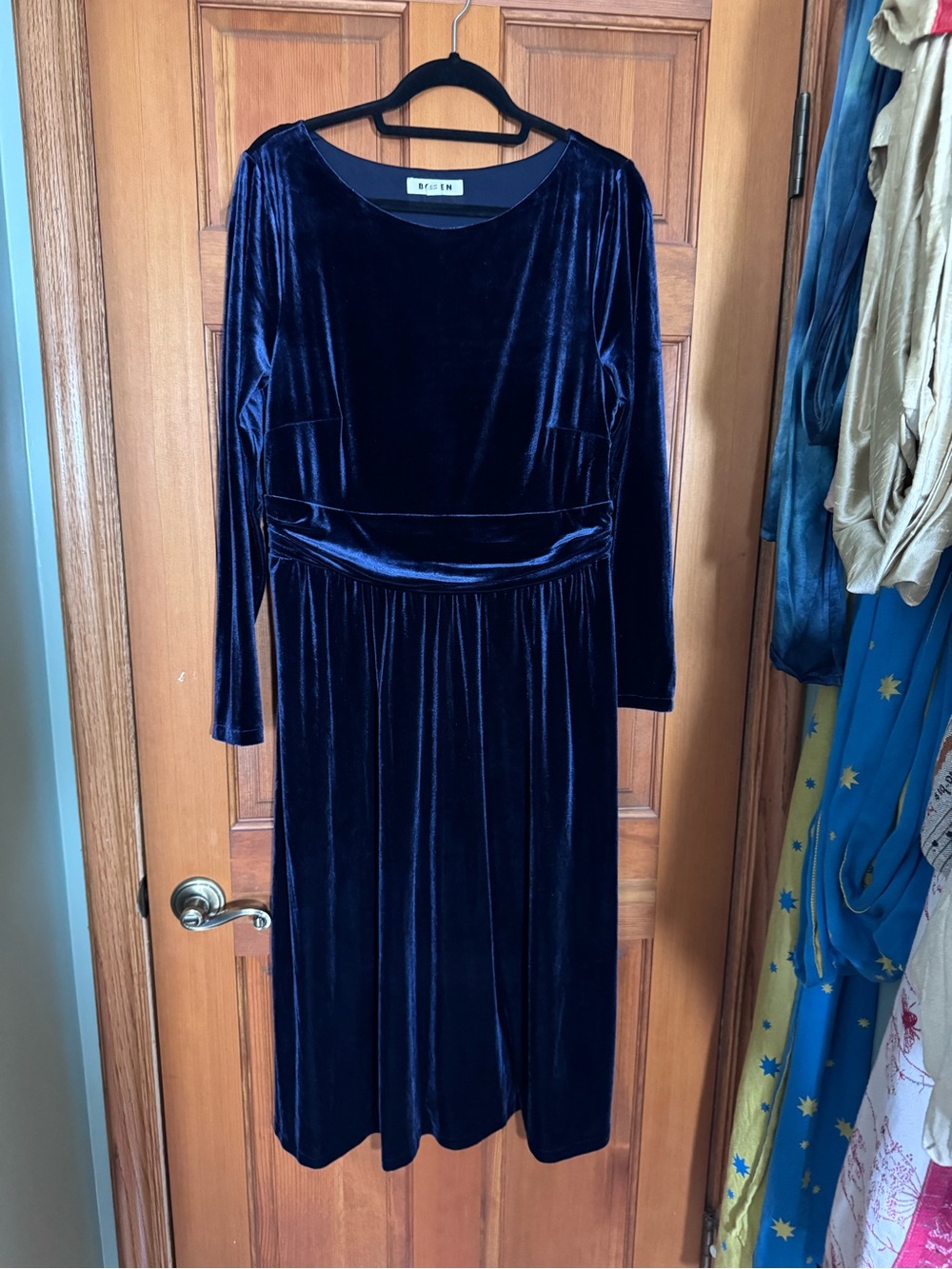 Boden Blue Velvet Midi Dress